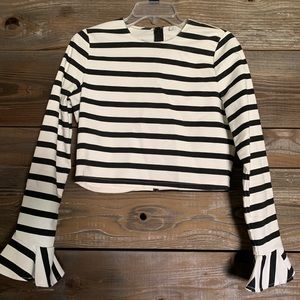 Zara/TRF - cropped stripped top w/bell sleeves
